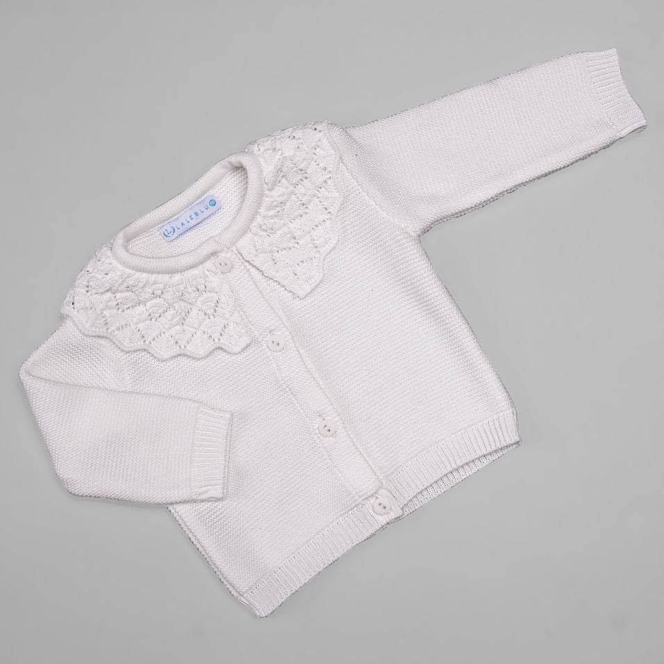 Casaco para Bebê - Tricot - Rendado - Branco