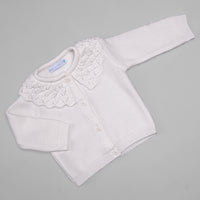 Casaco para Bebê - Tricot - Rendado - Branco