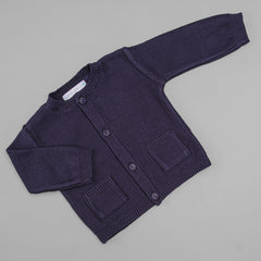 Casaco para Bebê - Tricot - Bolsinho - Naval
