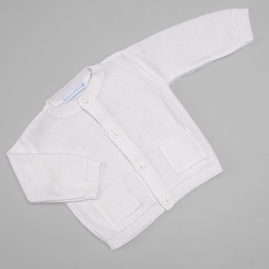 Casaco para Bebê - Tricot - Bolsinho - Branco