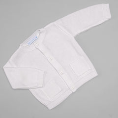 Casaco para Bebê - Tricot - Bolsinho - Branco