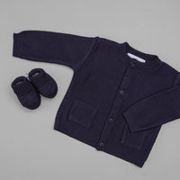 Casaco para Bebê - Tricot - Bolsinho - Naval