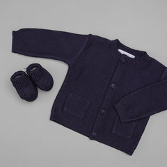 Casaco para Bebê - Tricot - Bolsinho - Naval