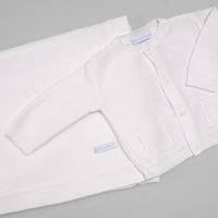 Casaco para Bebê - Tricot - Bolsinho - Branco