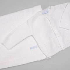 Casaco para Bebê - Tricot - Bolsinho - Branco