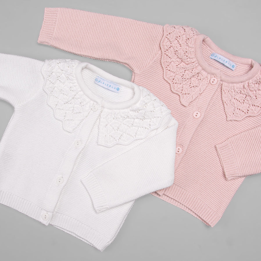 Casaco para Bebê - Tricot - Rendado - Branco