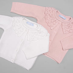 Casaco para Bebê - Tricot - Rendado - Branco