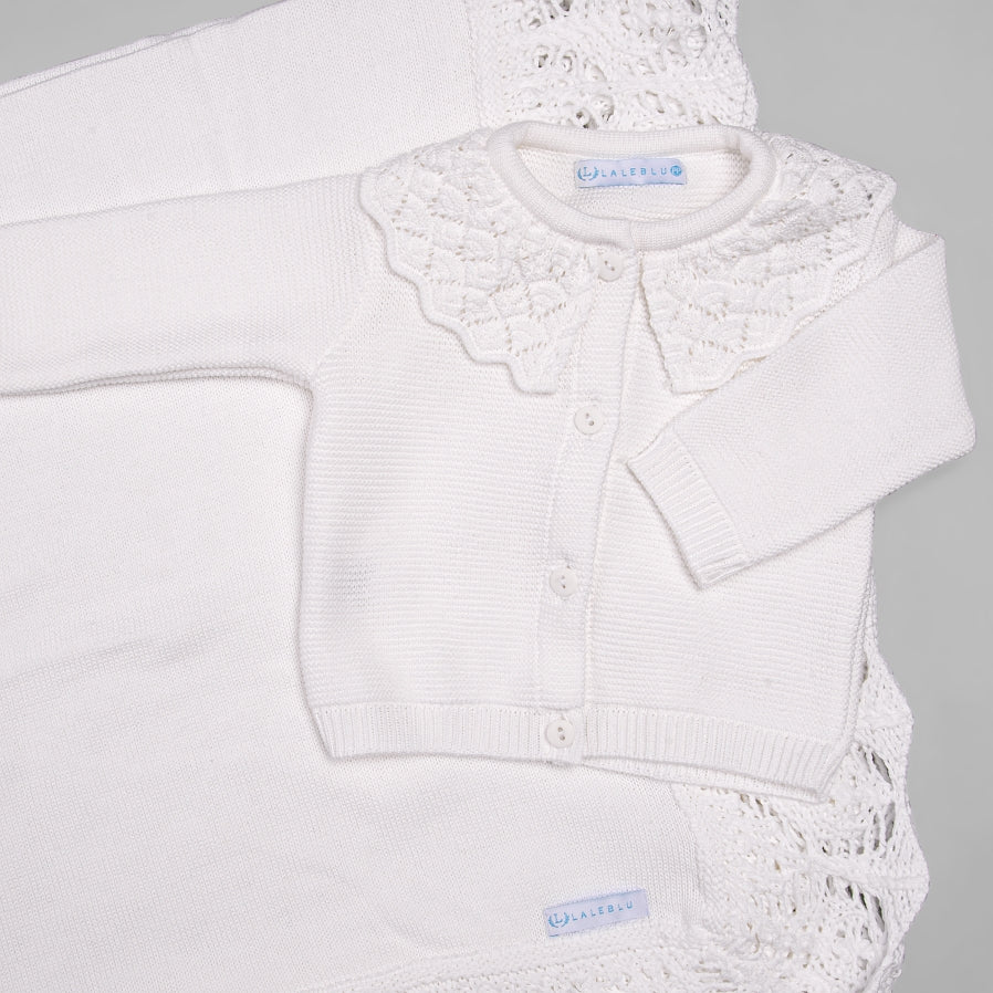 Casaco para Bebê - Tricot - Rendado - Branco