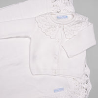 Casaco para Bebê - Tricot - Rendado - Branco