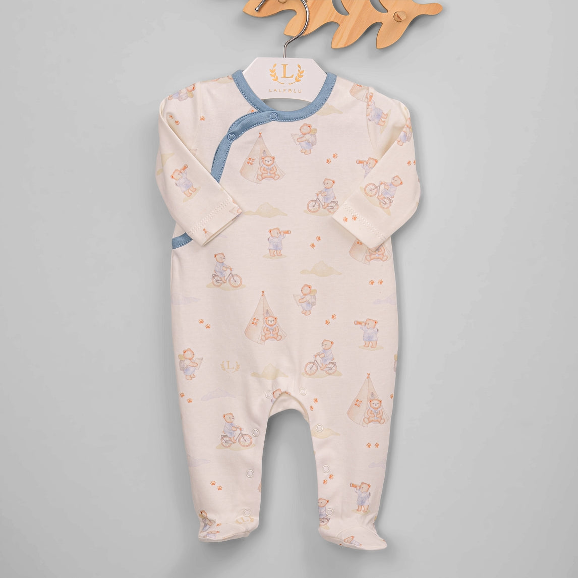 Macacão para Bebê Longo - Algodão Pima - Urso Explorador