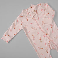 Macacão Zíper - Algodão Egípcio - Laço Bailarina - Rosa