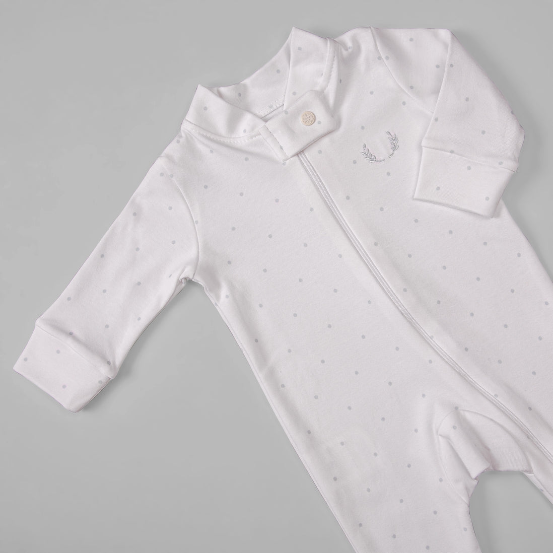 Macacão Zíper - Algodão Egípcio - Poá Verdinho