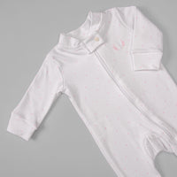 Macacão Zíper - Algodão Egípcio - Poá Rosa