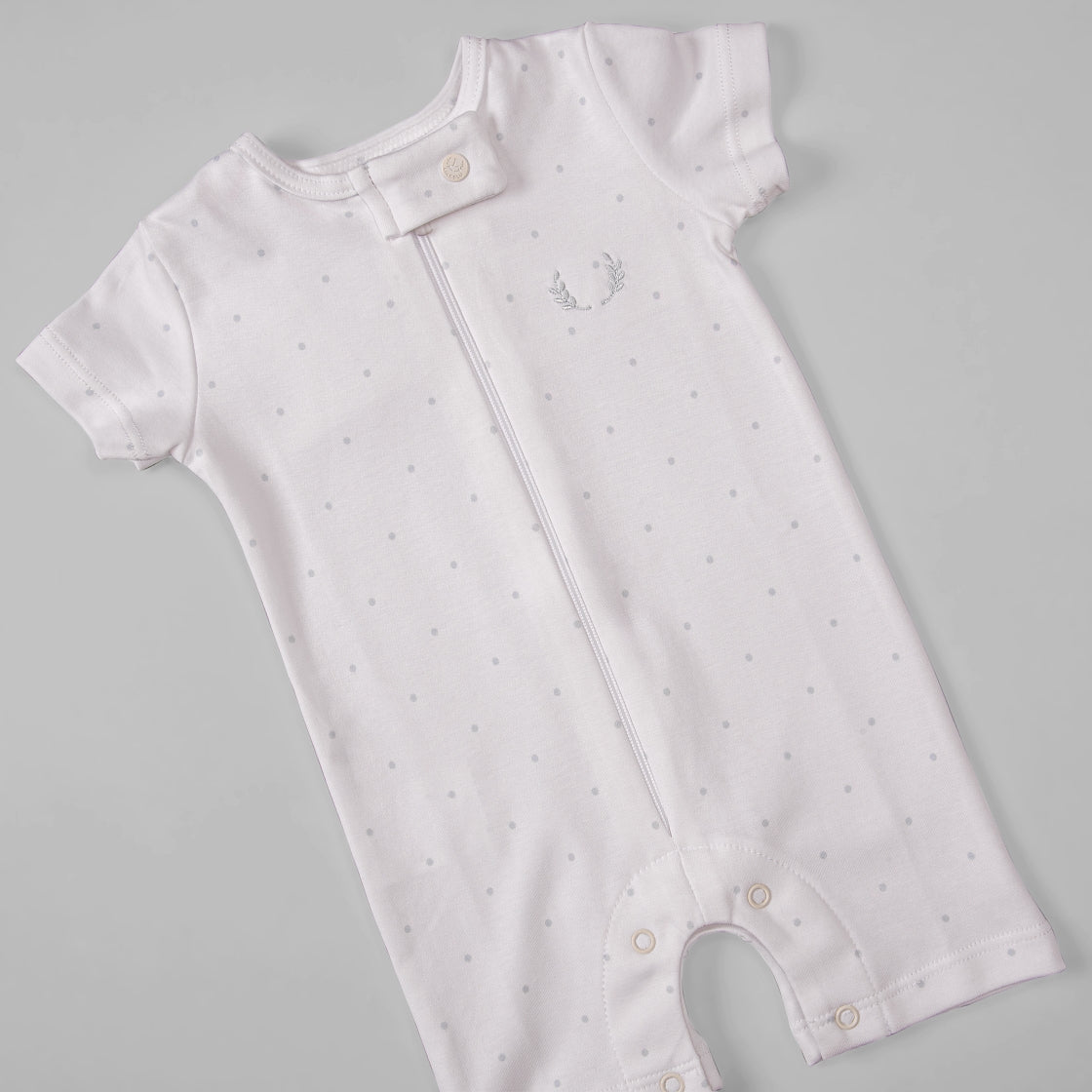 Macacão Zíper - Curto - Algodão Egípcio - Poá Verdinho