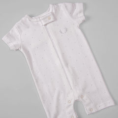 Macacão Zíper - Curto - Algodão Egípcio - Poá Verdinho