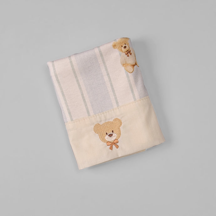 Fralda Boca - Algodão Egípcio - Listado Urso Azul