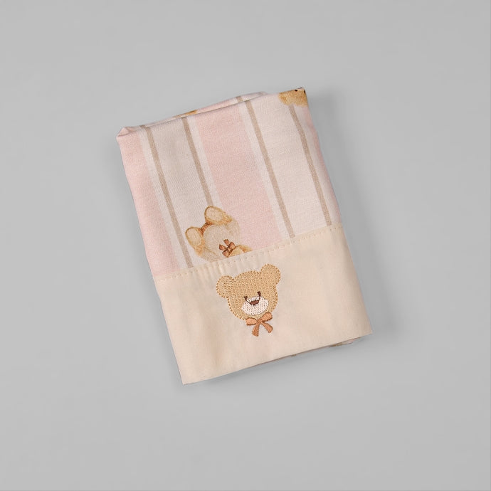 Fralda Boca - Algodão Egípcio - Listado Ursa Rosa