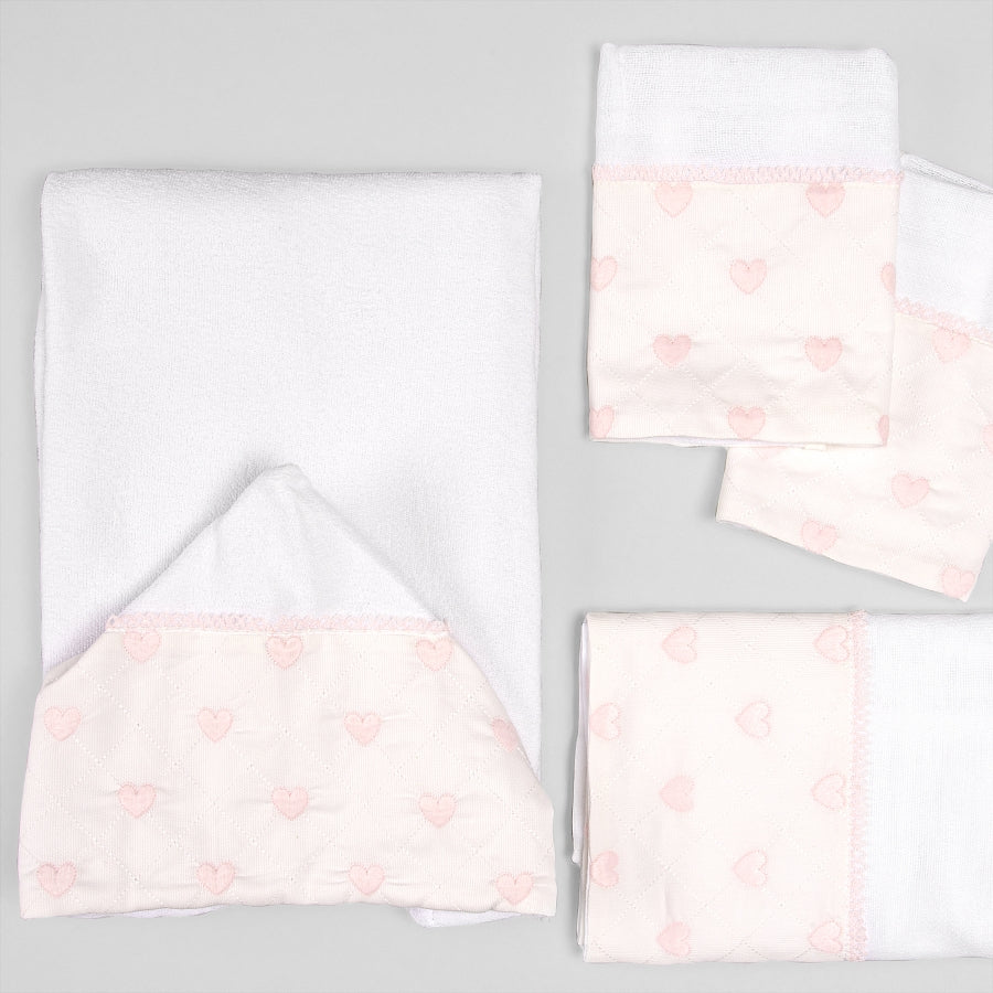 Fralda Boca - 2 peças - Coração - Rosa