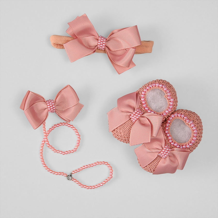 Faixa de Cabelo para Bebê - Aurora - Laço e Pérolas