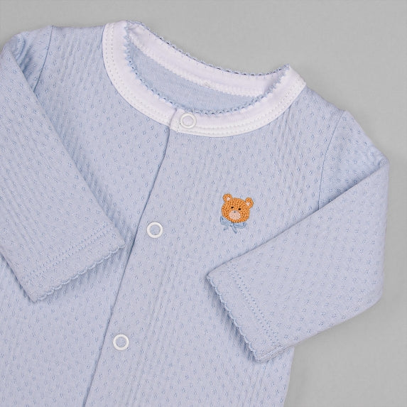 Macacão para Bebê em Algodão Pima Matelassê - Urso Azul