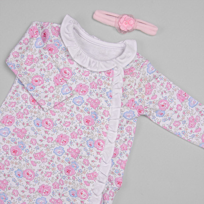 Macacão para Bebê Longo - Algodão Pima - Floreado