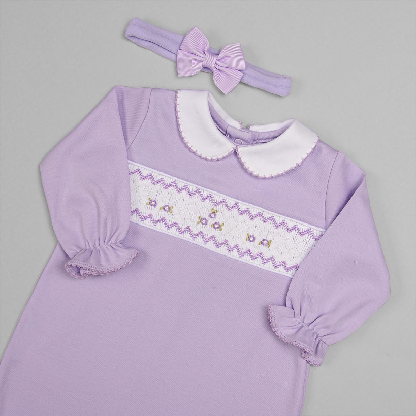 Macacão para Bebê Longo - Algodão Pima - Florzinhas Lavanda