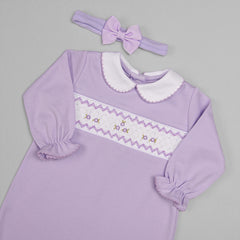 Macacão para Bebê Longo - Algodão Pima - Florzinhas Lavanda