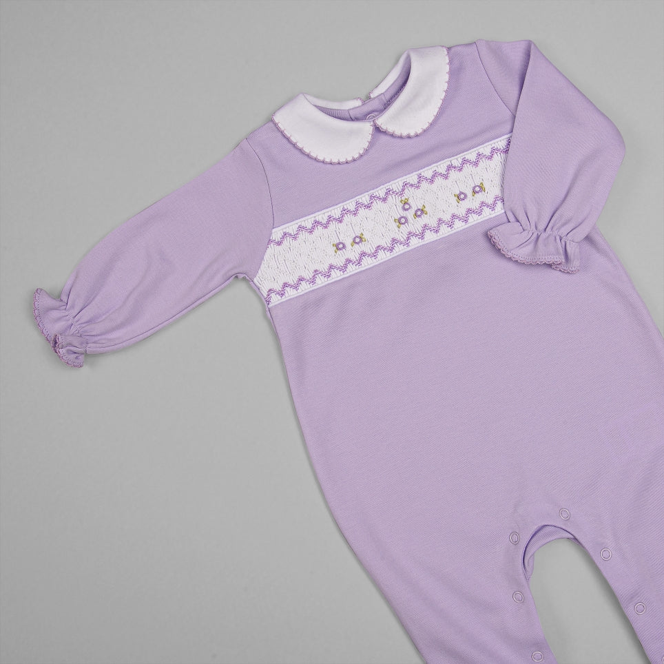 Macacão para Bebê Longo - Algodão Pima - Florzinhas Lavanda