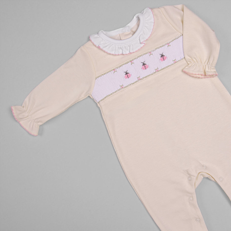 Macacão para Bebê Longo - Algodão Pima -  Joaninha Rosa