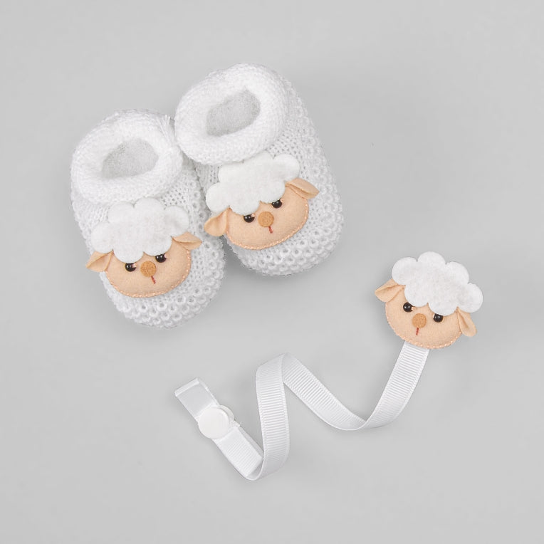 Sapatinho - Carneirinho - Tricot Branco