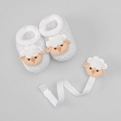 Sapatinho - Carneirinho - Tricot Branco