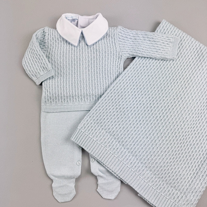 Macacão e Manta - Miguel - Azul Pó