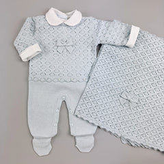 Macacão e Manta - Jade - Azul Pó