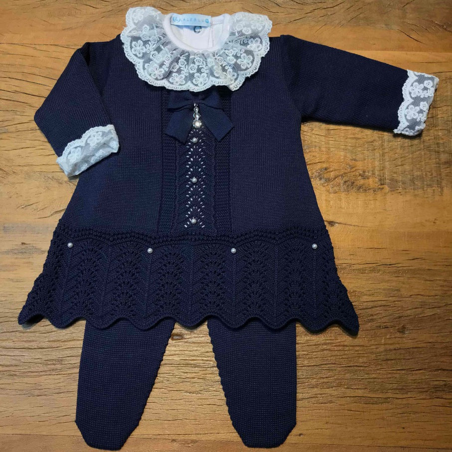 Vestido e Calça - Domitila - Naval com Pérolas e Cristais Swarovski