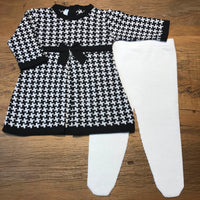 Vestido e Calça - Pied Poule - Preto e Branco com Pérolas Swarovski