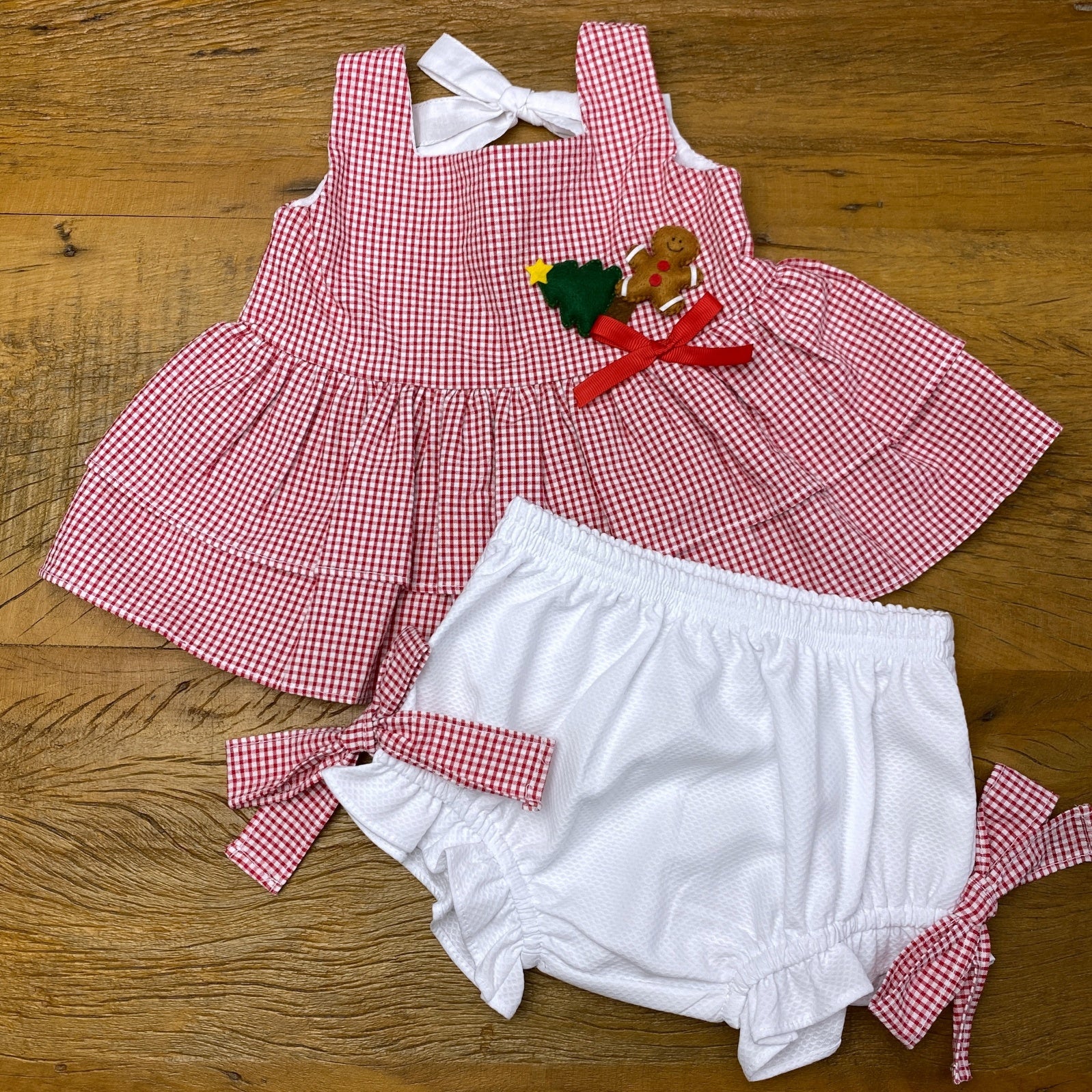 Conjunto Bata e Calcinha - Nathalie - Vermelho e Branco
