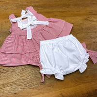 Conjunto Bata e Calcinha - Nathalie - Vermelho e Branco