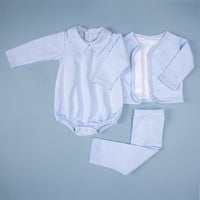 Body com Gola para Bebê Algodão Pima (Menino) - Azul
