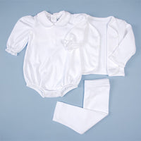 Body com Gola para Bebê Algodão Pima (Menina) - Branco