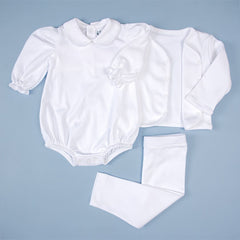 Body com Gola para Bebê Algodão Pima (Menina) - Branco