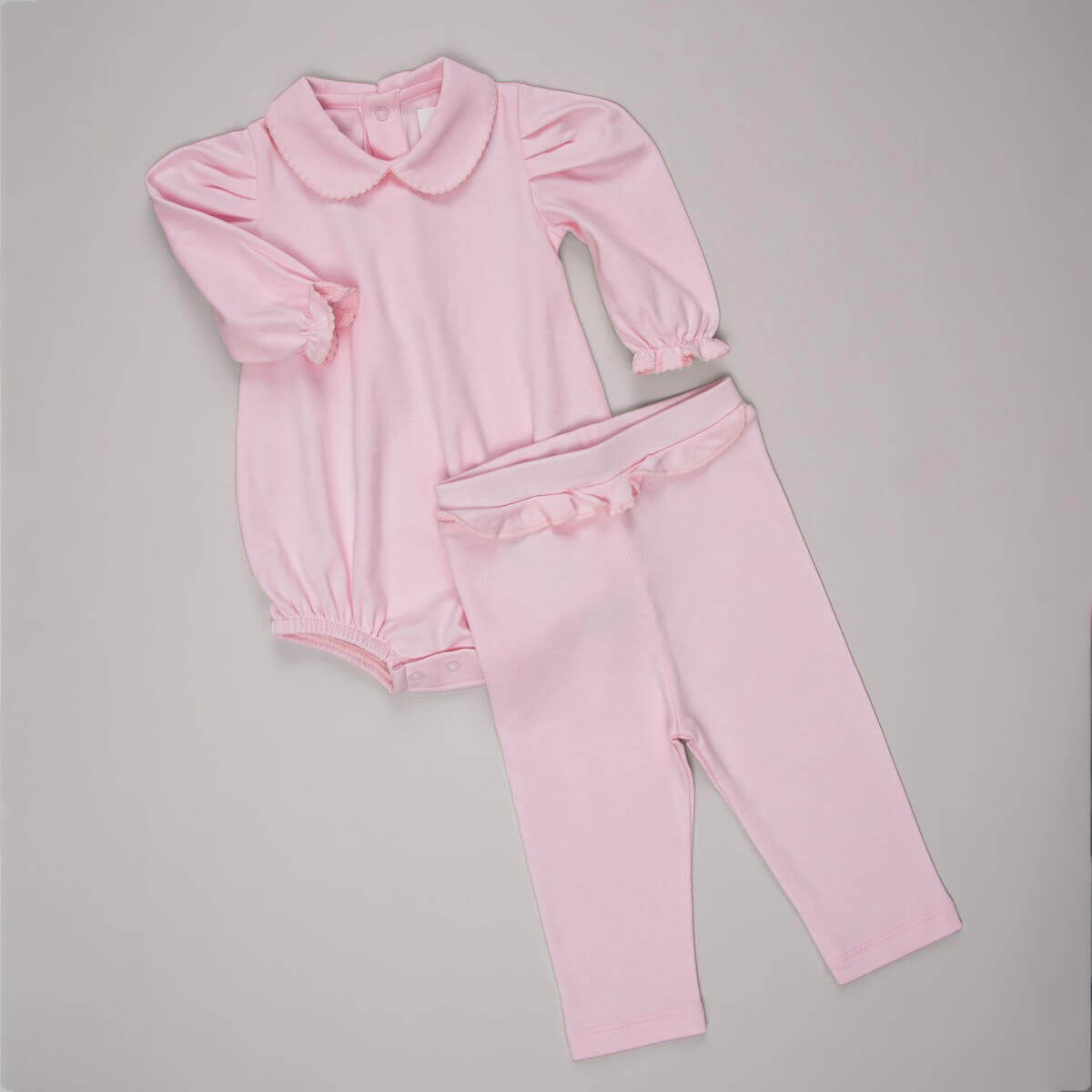 Body com Gola para Bebê Algodão Pima (Menina) - Rosa