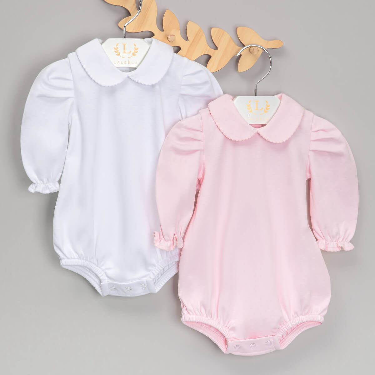 Body com Gola para Bebê Algodão Pima (Menina) - Branco