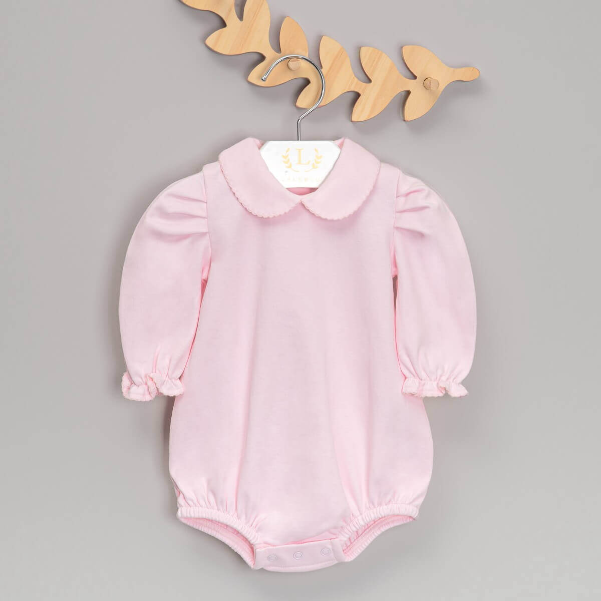 Body com Gola para Bebê Algodão Pima (Menina) - Rosa