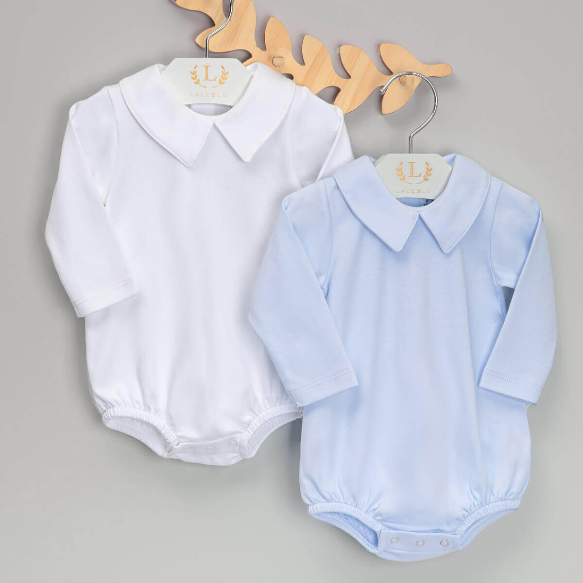Body com Gola para Bebê Algodão Pima (Menino) - Branco