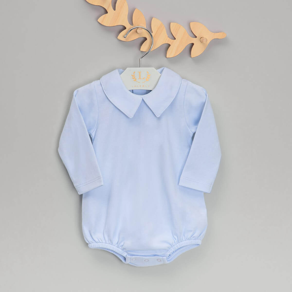 Body com Gola para Bebê Algodão Pima (Menino) - Azul