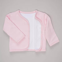 Casaco para Bebê Dupla Face Algodão Pima - Rosa e Branco