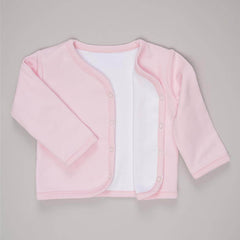 Casaco para Bebê Dupla Face Algodão Pima - Rosa e Branco