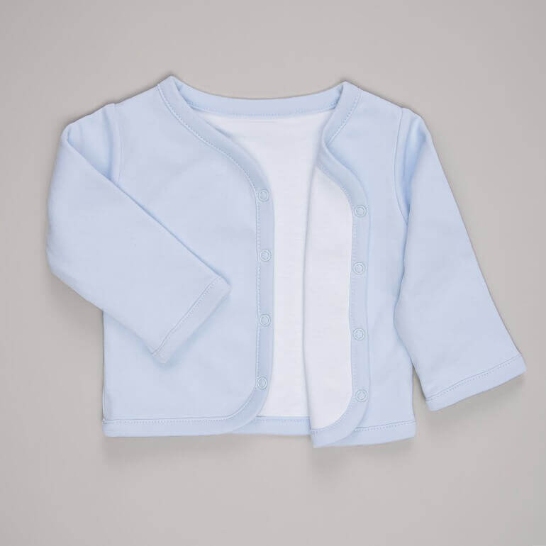 Casaco para Bebê Dupla Face Algodão Pima - Azul e Branco