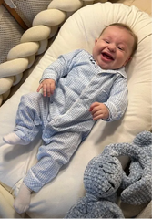 Macacão Pijama para Bebê - Xadrez Azul