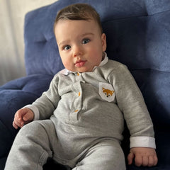 Macacão para Bebê Tricotil - Fox - Mescla